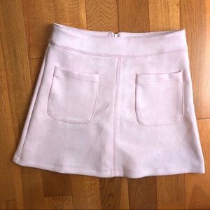 Light Pink Skirt Faux Suede with Pockets